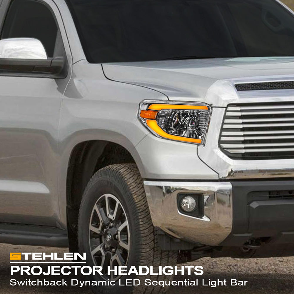 2014-2021 Toyota Tundra Projector Headlights Sequential LED Chrome