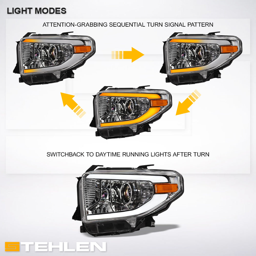 2014-2021 Toyota Tundra Projector Headlights Sequential LED Chrome