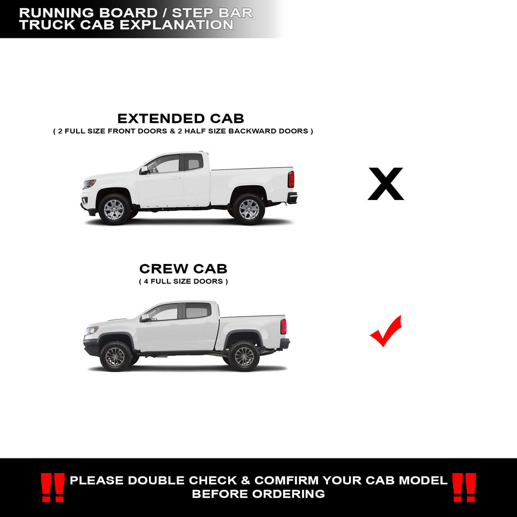 2015-2022 Chevrolet Colorado/GMC Canyon Crew Cab Step Bars - Matte Black