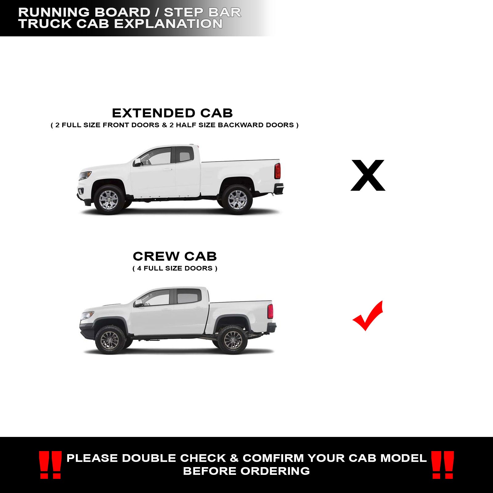 2015-2022 Chevrolet Colorado/GMC Canyon Crew Cab Step Bars - Matte Black