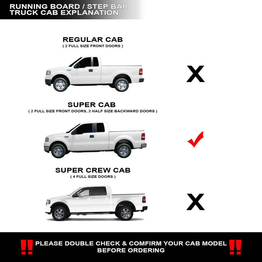 2004-2008 Ford F-150 Super Cab 4" Side Step Nerf Bars - Chrome