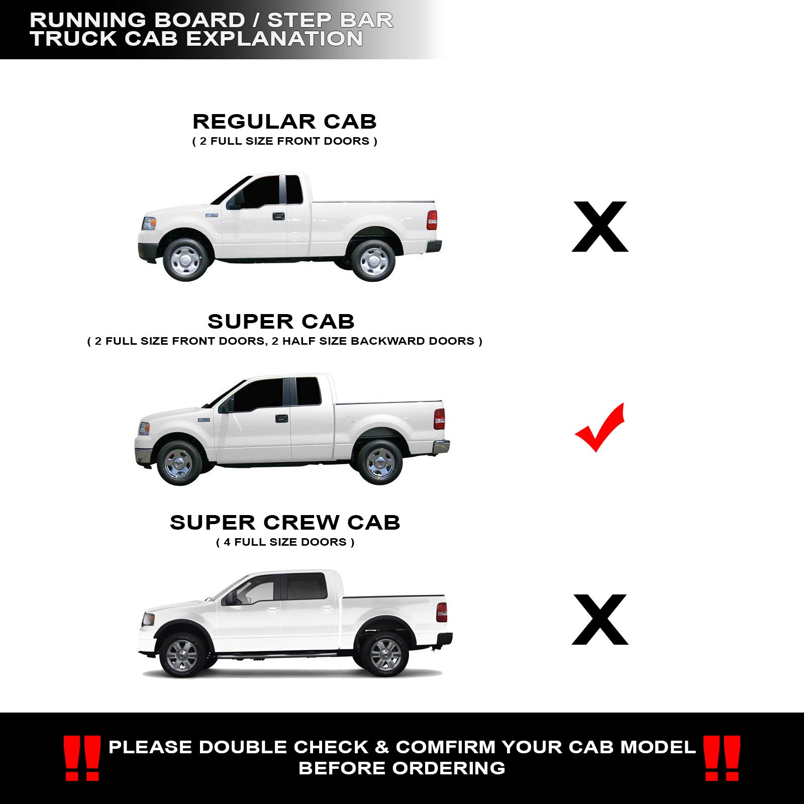 2004-2008 Ford F-150 Super Cab 5" Oval Side Step Bars - Black