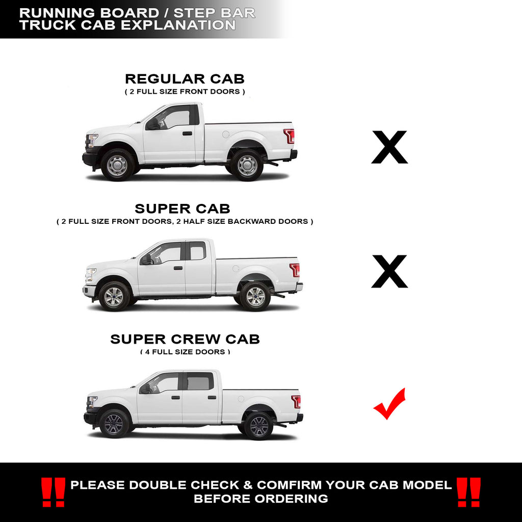 2015-2023 Ford F-150/Super Duty Crew Cab 86 inch OE Style Running Boards - Matte Black