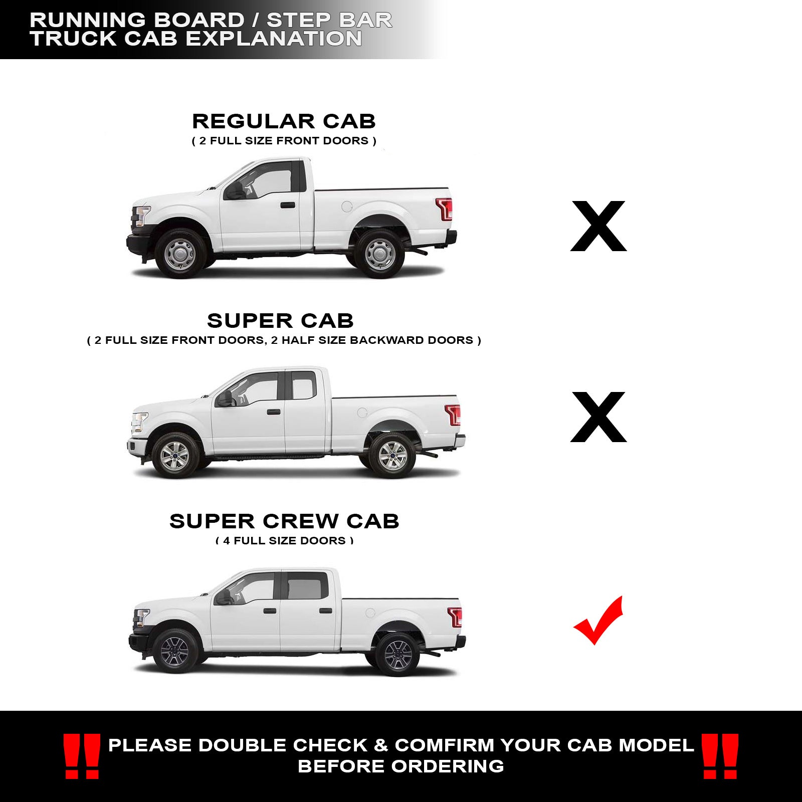 2015-2023 Ford F-150/Super Duty Crew Cab Modular Side Steps