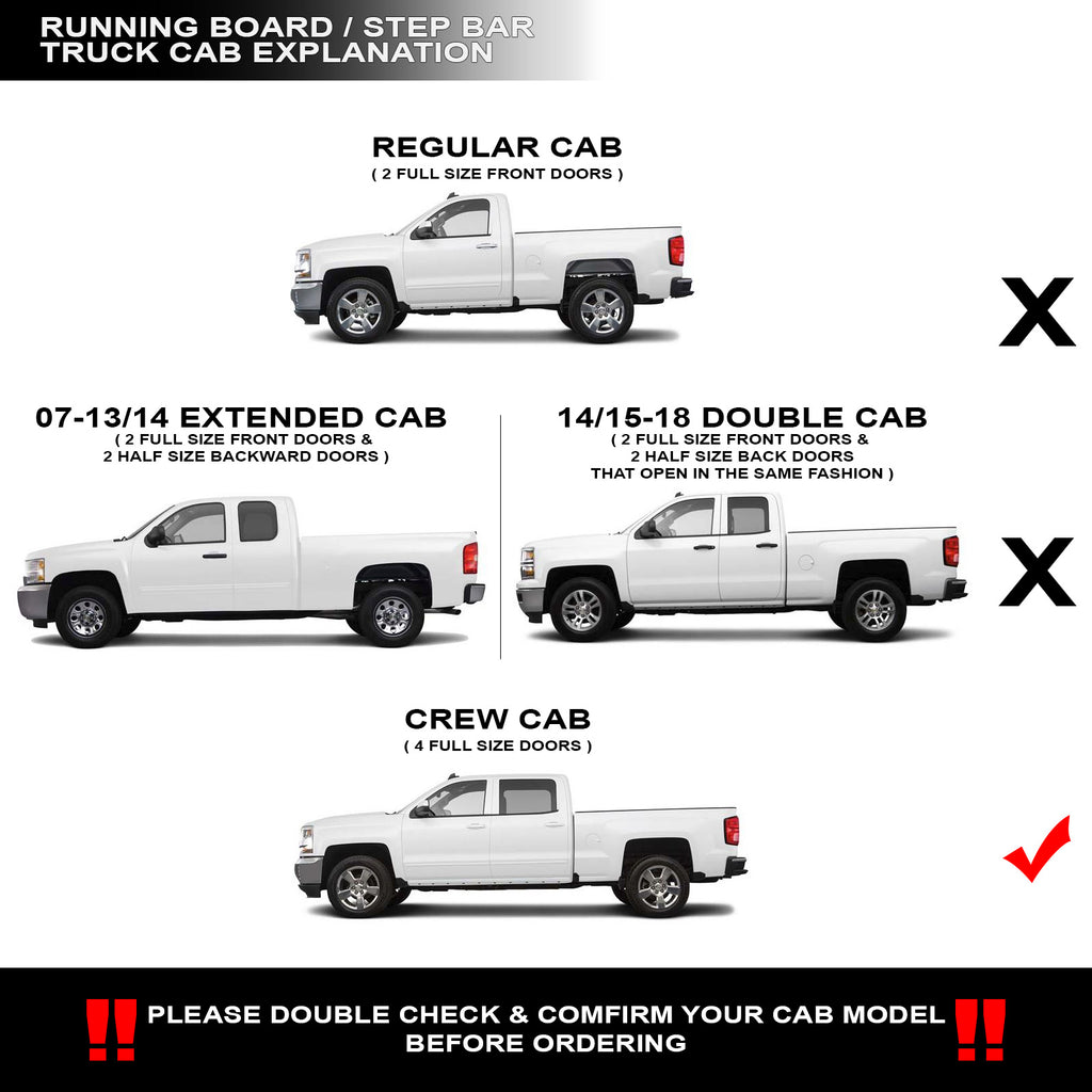 07-18 Silverado/Sierra Crew Cab Modular Side Steps - Matte Black