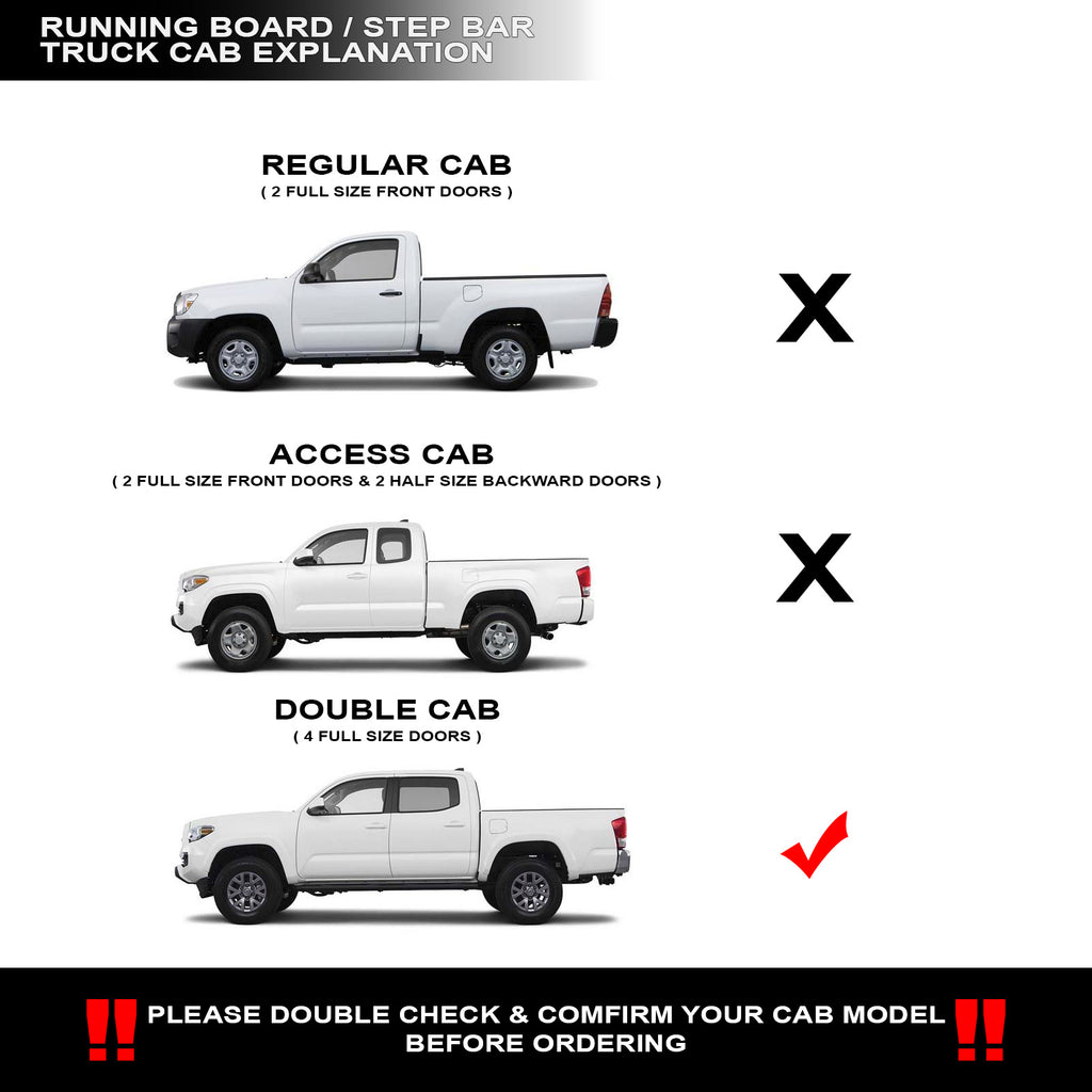 2005-2023 Toyota Tacoma Double Cab Modular Side Steps - Matte Black