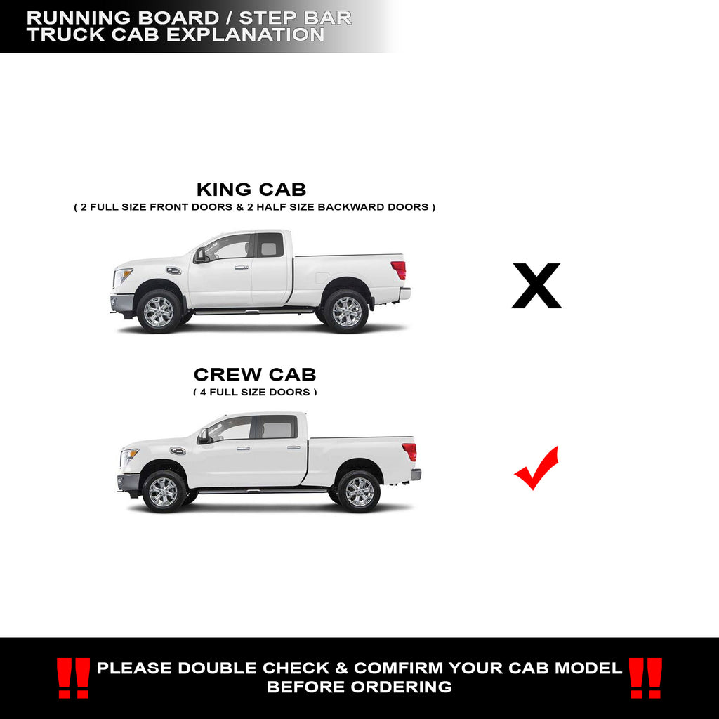 2004-2024 Nissan Titan Crew Cab 4" Oval Side Step Bars - Matte Black