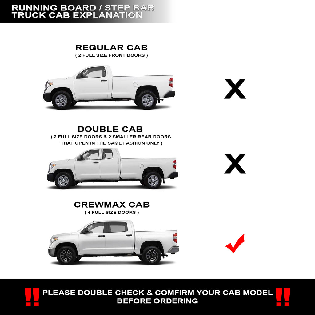 2007-2021 Toyota Tundra CrewMax Modular Side Step Bars - Matte Black