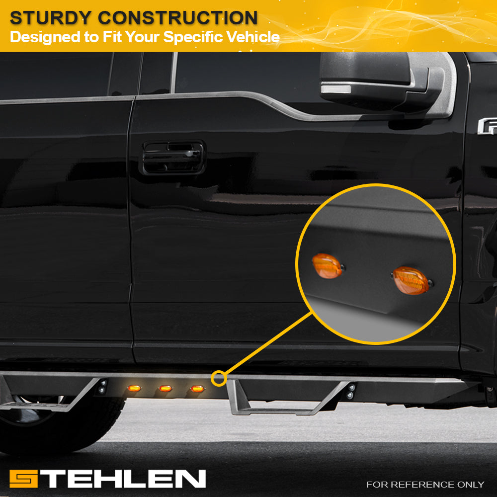 2009-2023 Dodge Ram 1500 Quad Cab Modular Step Bars w/ LED - Matte Black