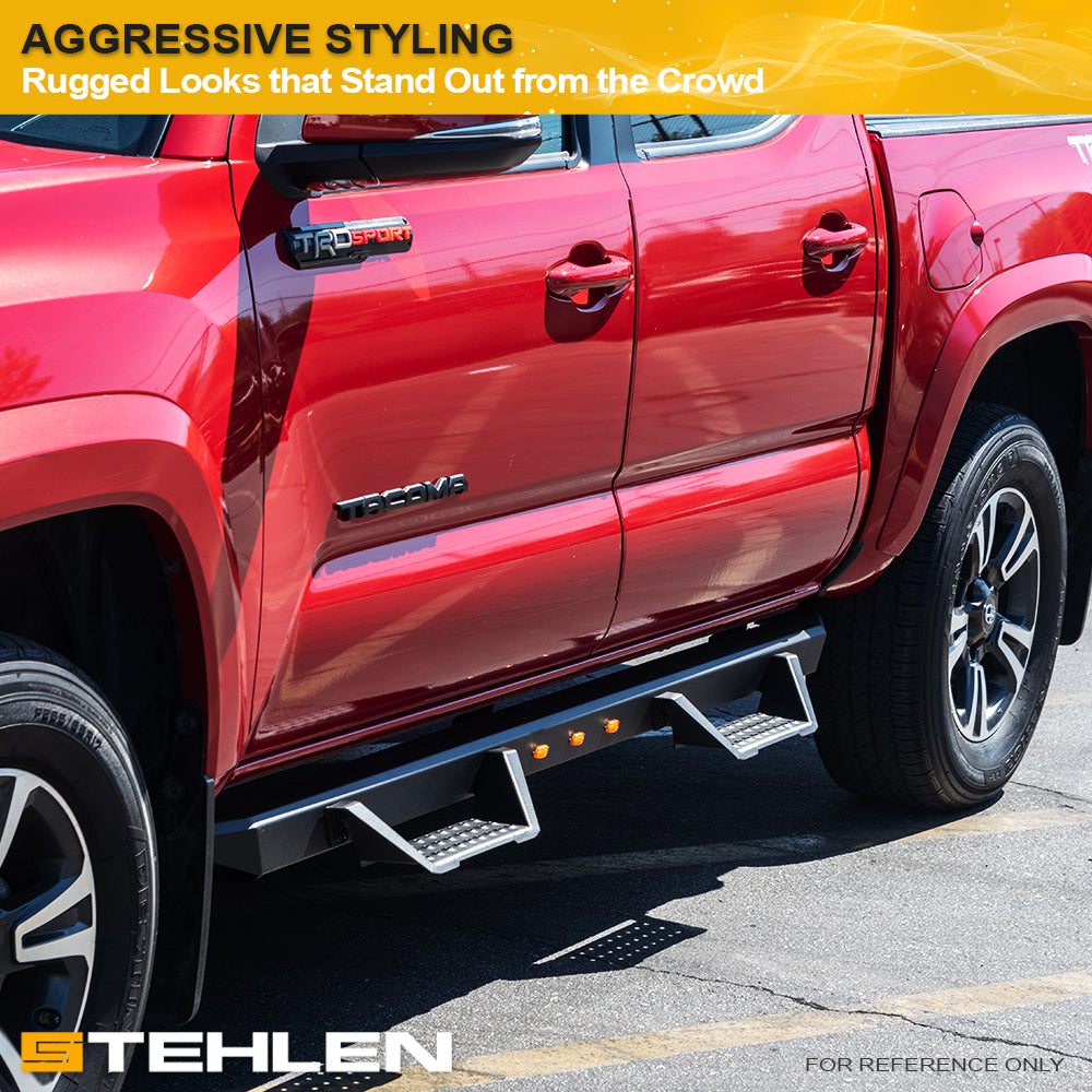 2009-2023 Dodge Ram 1500 Quad Cab Modular Step Bars w/ LED - Matte Black