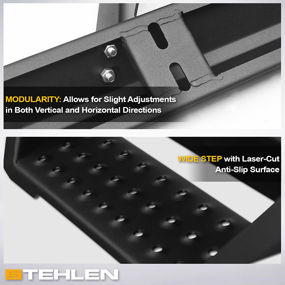 2009-2023 Dodge Ram 1500 Quad Cab Modular Step Bars w/ LED - Matte Black