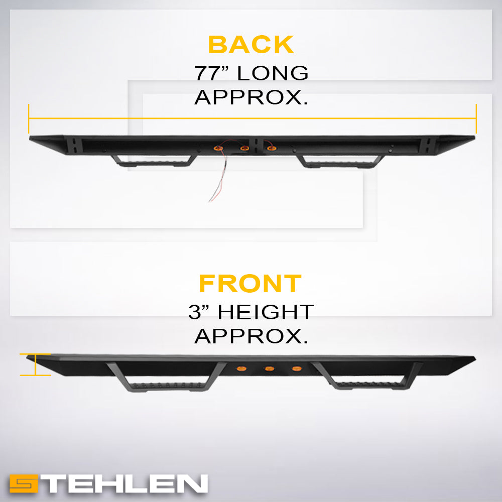 2009-2023 Dodge Ram 1500 Quad Cab Modular Step Bars w/ LED - Matte Black