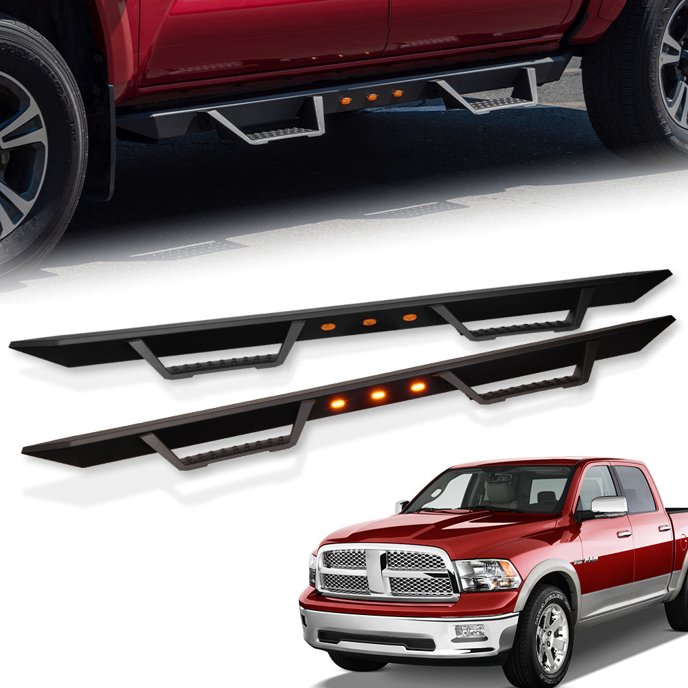 2009-2023 Dodge Ram 1500 Quad Cab Modular Step Bars w/ LED - Matte Black