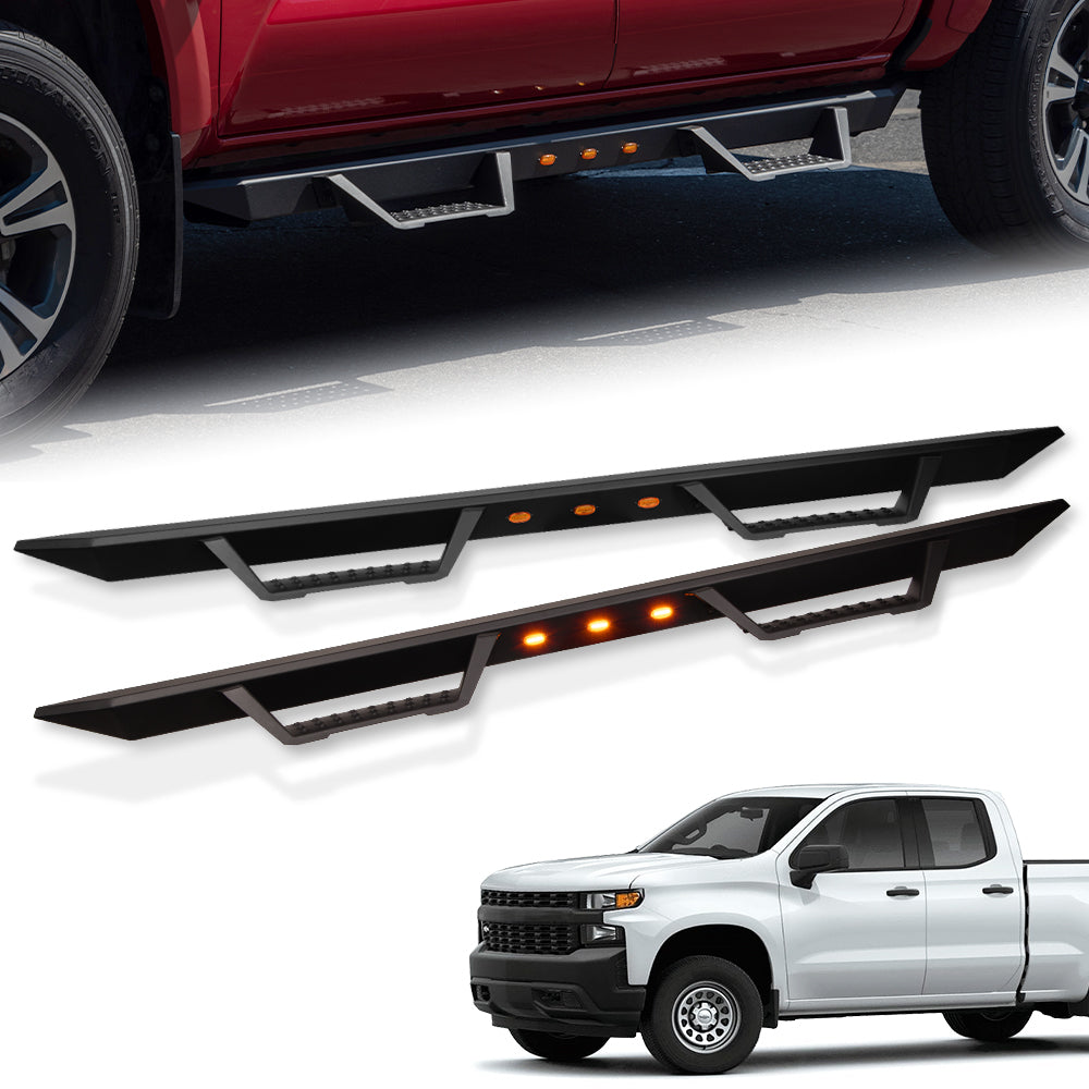 2019-2023 Chevy Silverado/GMC Sierra 1500 Extended Cab LED Step Bars - Matte Black