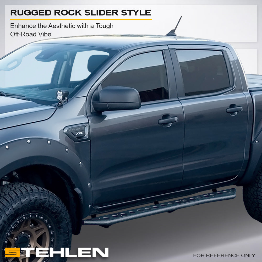 2022-2023 Toyota Tundra Double Cab Rock Sliders Side Steps - Texture Black