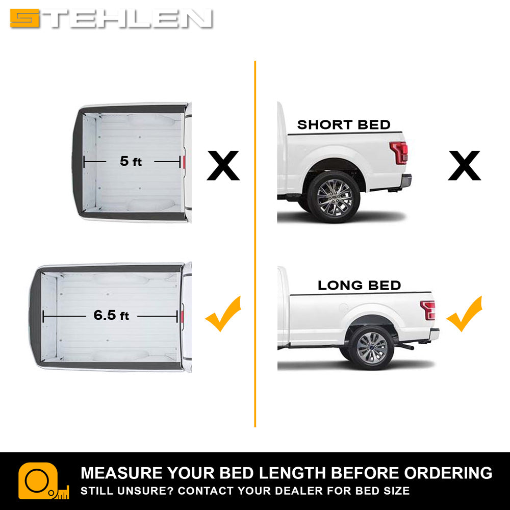 2005-2011 Dodge Dakota 6.5 ft Bed Roll-Up Tonneau Cover - Vinyl with LED Bed Lights