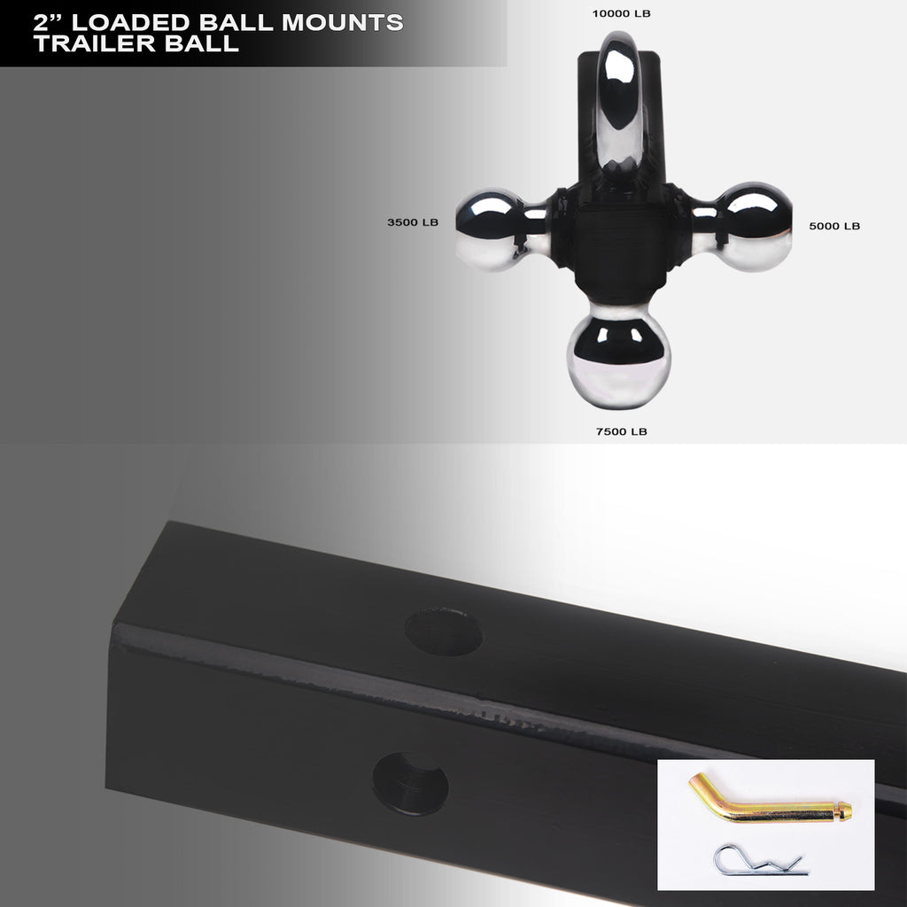 3-Ball Trailer Hitch Mount 2" Receiver 1-7/8" 2" 2-5/16"