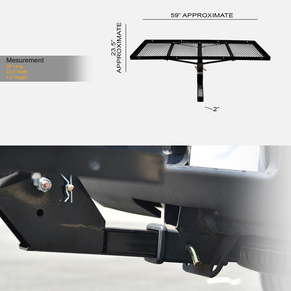 2" Hitch Cargo Carrier 300 LBS 23x59 Fold-Up Tray - Black