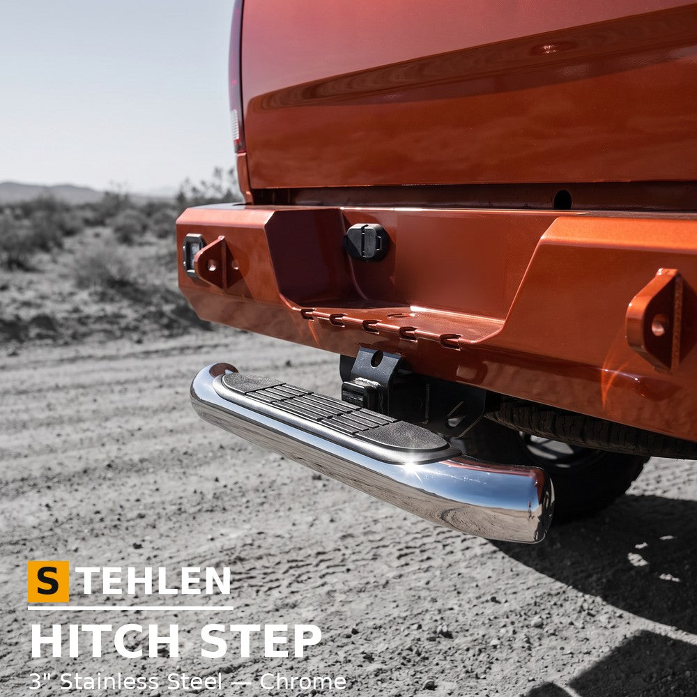 Universal 3" Stainless Steel Hitch Step for 2" Receivers — Chrome