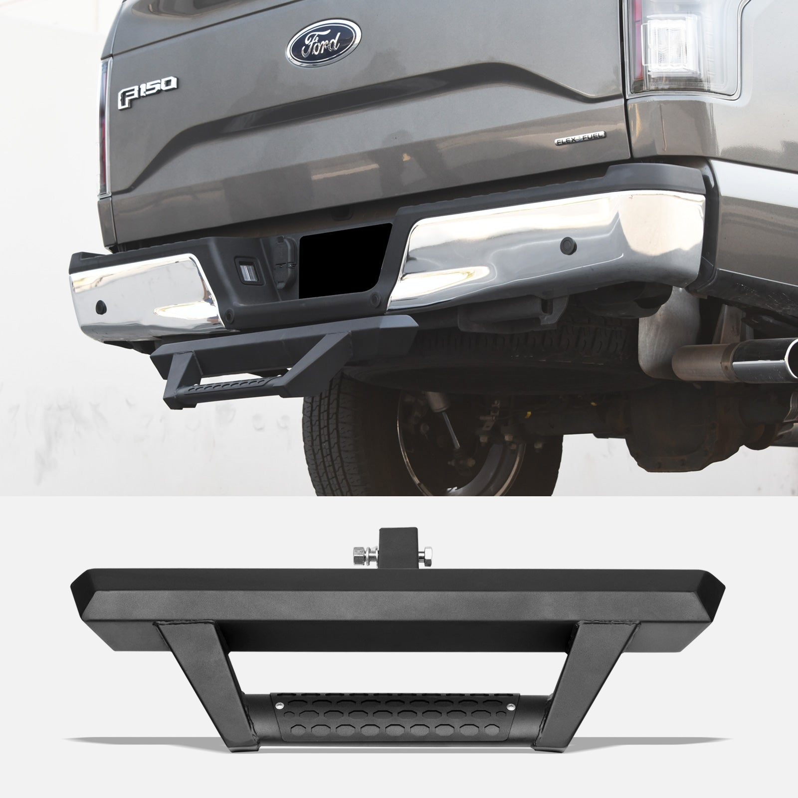 Universal 2" Receiver Dropping Style Rear Hitch Step - Matte Black