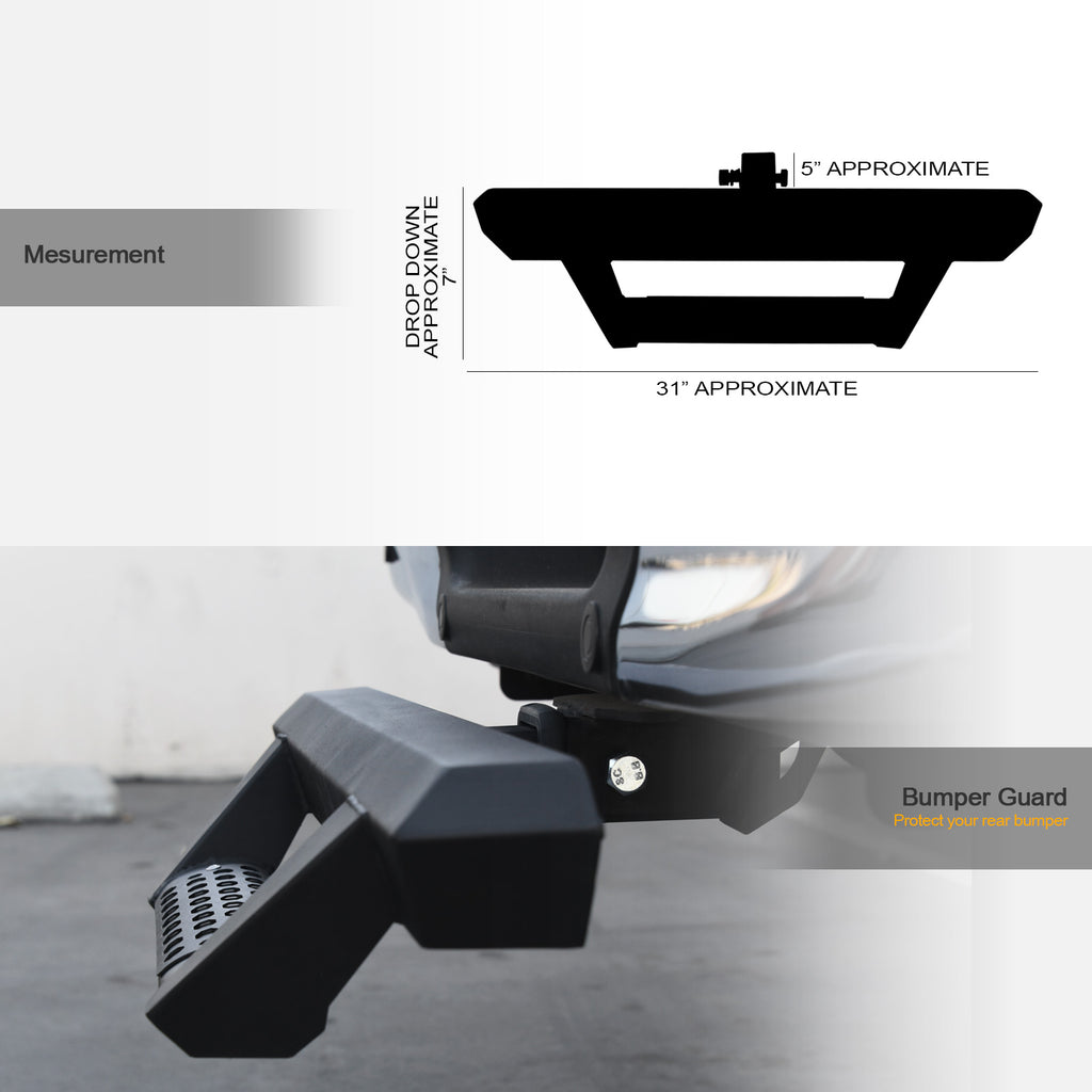 Universal 2" Receiver Dropping Style Rear Hitch Step - Matte Black