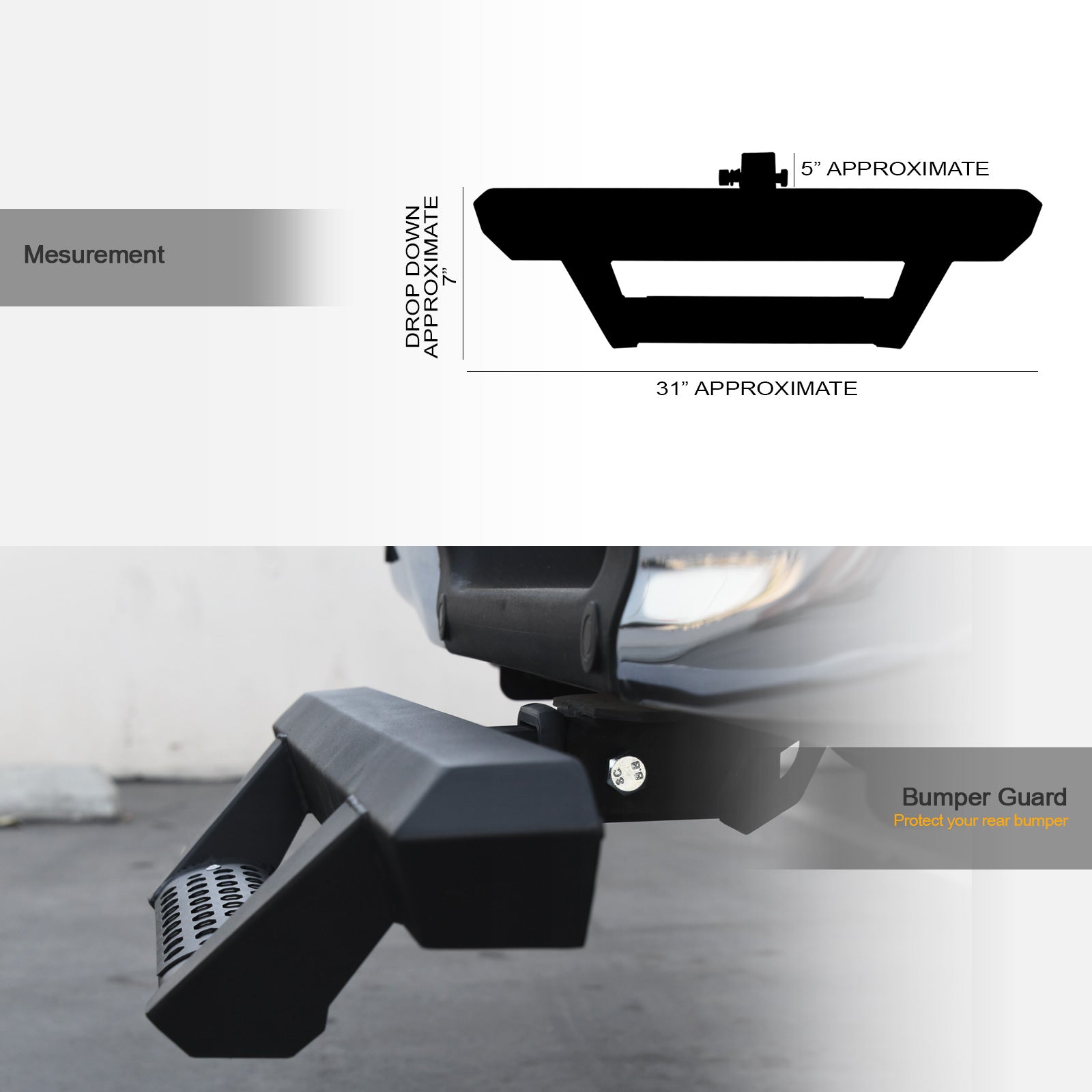 Universal 2" Receiver Dropping Style Rear Hitch Step - Matte Black